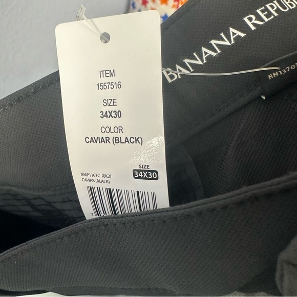 Banana Republic Men’s Black Flat Front Stretch Slim Fit Pant Size 34/30 New - Picture 6 of 9